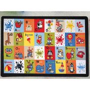 Confetti Letter Blocks Anti Slip  200x290 cm Mavi Çocuk Odası Halısı