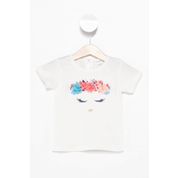 Defacto I9241A2-18SM-WT43 Beyaz Baskılı 3d Çiçekli Kız Bebek T-shirt