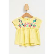 DeFacto K8259A219SMYL177 Kız Bebek Büzgülü Baskılı T-shirt