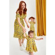 Defacto L1750A219SMYL292 Kız Bebek Desenli Fırfırlı Kadın Elbise