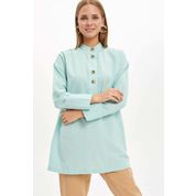 Defacto L7325AZ.19HS.TR307 Turkuaz Relax Fit Hakim Yaka Kadın Tunik