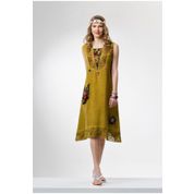 Eliş Şile Bezi Hürrem Fıstık Yeşili Kolsuz Kadın Elbise