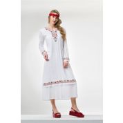 Eliş Şile Bezi Sibel Beyaz Uzun Kol Kadın Elbise