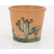 Euro Flora Kaktüs Desenli Yuvarlak Seramik Saksı 16x14.5cm 