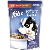 Felix Sığır Etli ve Tavuklu 100 gr Yetişkin Kedi Maması Pouch