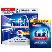 Finish Quantum 50'li Bulaşık Makinesi Tableti ve Finish 1500 gr Bulaşık Makinesi Tuzu