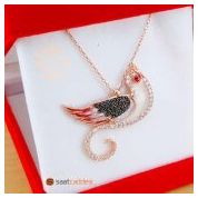 Gümüş Zümrüdü Anka Kuşu Kolye