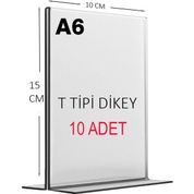 Heroglas (10 Adet) A6 T Tipi Dikey Masa Üstü Şeffaf Pleksi / Föylük-Fiyatlık-Menü-Broşürlük