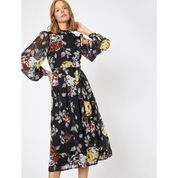 Koton 8YAK02158QW Siyah Desenli Kadın Elbise