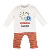 Mamino 10771 Turuncu 6-9 Ay 2'li Erkek Bebek Giysi Takım