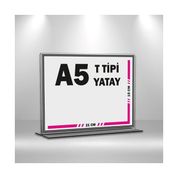 Mesaglass T Tipi A5 Pleksi Föylük Broşürlük Yatay 50'li