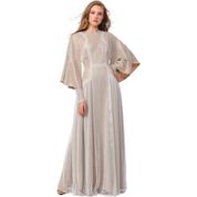 Mizalle 19YGMZL1010028 Beyaz Bej Lüks Abiye Tasarım Kadın Elbise 