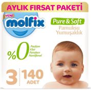Molfix Pure Soft No:3 Midi Aylık Fırsat Paketi 140 Adet Bebek Bezi