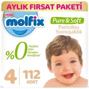 Molfix Pure Soft No:4 Maxi Aylık Fırsat Paketi 112 Adet Bebek Bezi