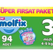 Molfix Süper Fırsat Paketi No:3 Midi 4-9 Kg 94 Adet Bebek Bezi