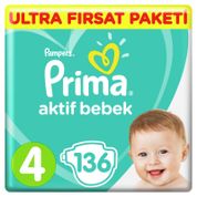 Prima Aktif Bebek No:4 Maxi 136 Adet Bebek Bezi