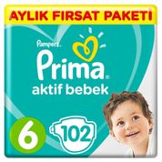 Prima Aktif Bebek No:6 Extra Large 102 Adet Bebek Bezi