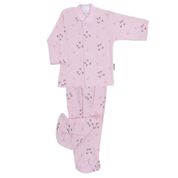Sebi Bebe 2313 Krem-Pembe 9-12 Ay Bebek Pijama Takımı