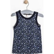 Soobe Pop Girls Lacivert 6-9 Ay Çiçekli Fırfırlı Kolsuz T-Shirt 