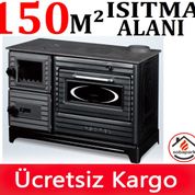 Sürel 5006 Çağlayan Mat Siyah Döküm Tuğlalı Odun Kömür Kuzine Soba