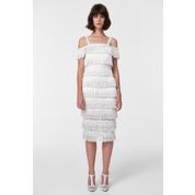 Tuvanam for Trendyol TDPSS18FZ0477 Beyaz Püsküllü Abiye Elbise