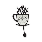 Ultima Regal Lazer Kesim Kahve Fincanı Siyah Duvar Saati