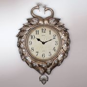 Ultima Regal Tavus Desenli Taşlı Beyaz Sarkaçlı Duvar Saati