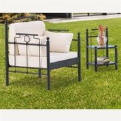 Unimet Hatkus Siyah Bej Tekli Koltuk Bahçe Mobilyası