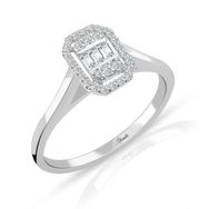 0.15 ct Modern Tasarım Baget Kare Tektaş Yüzük