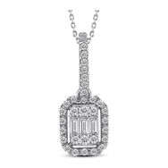 0.25 ct Modern Tasarım Baget Kare Tektaş Kolye