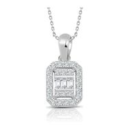 0.30 ct Baget Pırlanta Kare Tektaş Kolye