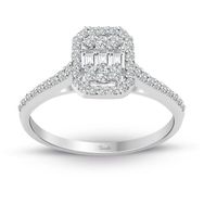 0.34 ct Modern Tasarım Baget Kare Tektaş Yüzük