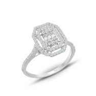 0.45 ct Modern Tasarım Baget Kare Tektaş Yüzük