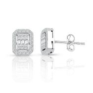 0.55 ct Baget Pırlanta Kare Tektaş Küpe