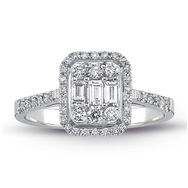 0.60 ct 18K Modern Tasarım Baget Kare Tektaş Yüzük