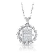 0.60 ct Modern Tasarım Baget Kare Tektaş Kolye