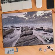 034 Bulutlu Gökyüzü Ve Taş Yığınları 240 Parça Puzzle Yapboz Tablo