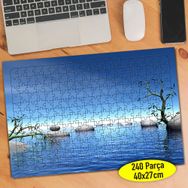 049 Mavi Denizde Ağaç Dalları ve Taşlar 240 Parça Puzzle Yapboz