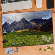 074 Karlı Dağlar Yeşil Çimen Tabiat 240 Parça Puzzle Yapboz Tablo