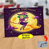 0778 Cadılar Bayramı Süpürgeli Cadı 99 Parça Puzzle Yapboz Tablo