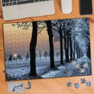 081 Karlı Yolda Sıra Ağaçlar Manzara 240 Parça Puzzle Yapboz Tablo