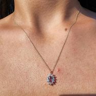 0,95 CT Sultanayt 0,25 CT Pırlanta (Signity) Taşlı Anturajlı Vintage 14 Ayar Altın Tasarım Kolye