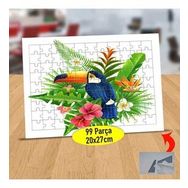 1 Renkli Çiçekler Arasında Mavi Kuş 99 Parça Puzzle Yapboz Tablo