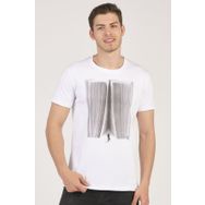 %100 Pamuk Soyut Baskılı Bisiklet Yaka Erkek T-Shirt