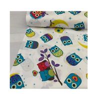 %100 Pamuklu Baykuşlu 80 x 160 cm Renkli Bebek ve Çocuk Lastikli Çarşaf