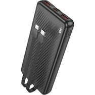 10000MAH PD20W 22.5W Qc3.0 37WH Dahili Kablolu Güç Bankası Powerbank iPhone ile Uyumlu Şarj Seviyesi LED Gösterli Kompak ve Modern Tasarım BJ57 - Siyah