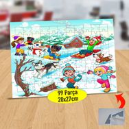 11 Karda Oynayan Neşeli Çocuklar 99 Parça Puzzle Yapboz Tablo