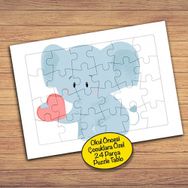 110 Kalpli Sevimli Fil Hayvan Çocuklara Özel Puzzle Yapboz Tablo
