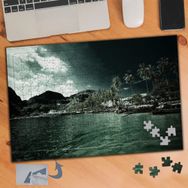 112 Deniz Kenarı Palmiye Ağaçları 240 Parça Puzzle Yapboz Tablo