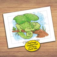 112PZ Yapraklı Bukalemun Çocuklara Özel Puzzle Yapboz Tablo